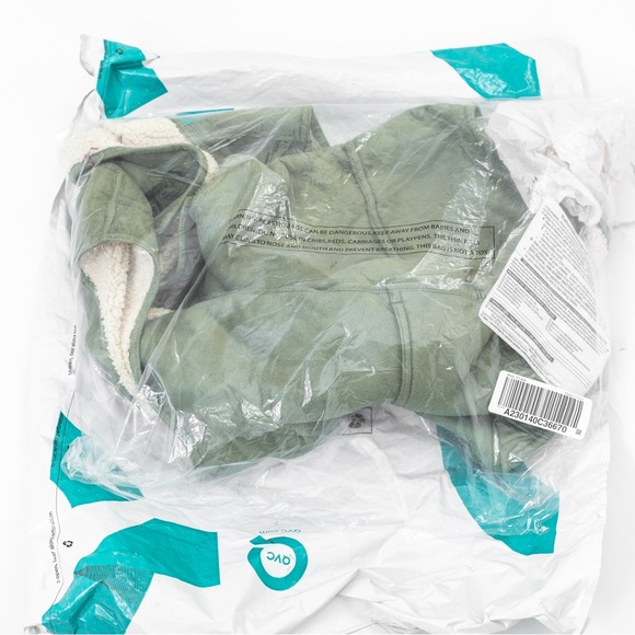 Gorpcore cozy warm faux Suede vest wide collar sherpa lining green Denim & Co XL - Picture 14 of 14